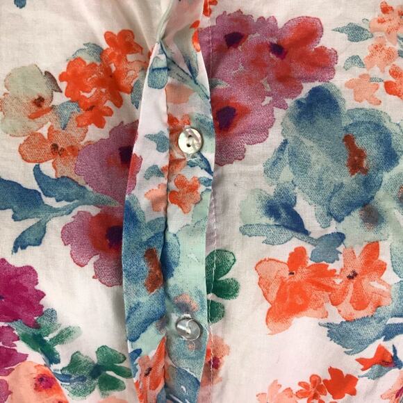 Zara Floral Tie Front Blouse Long Sleeve Button Down Multi Color Womens Sz Med - Picture 6 of 8